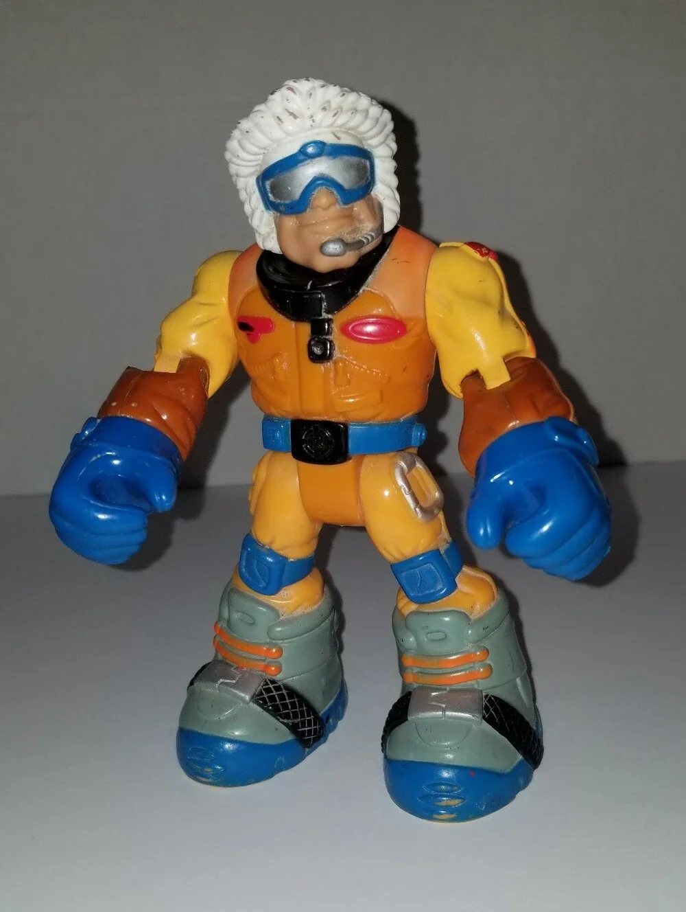 Vintage Rescue Hero Snow Sled Dog Explorer Action Figure Orange Blue